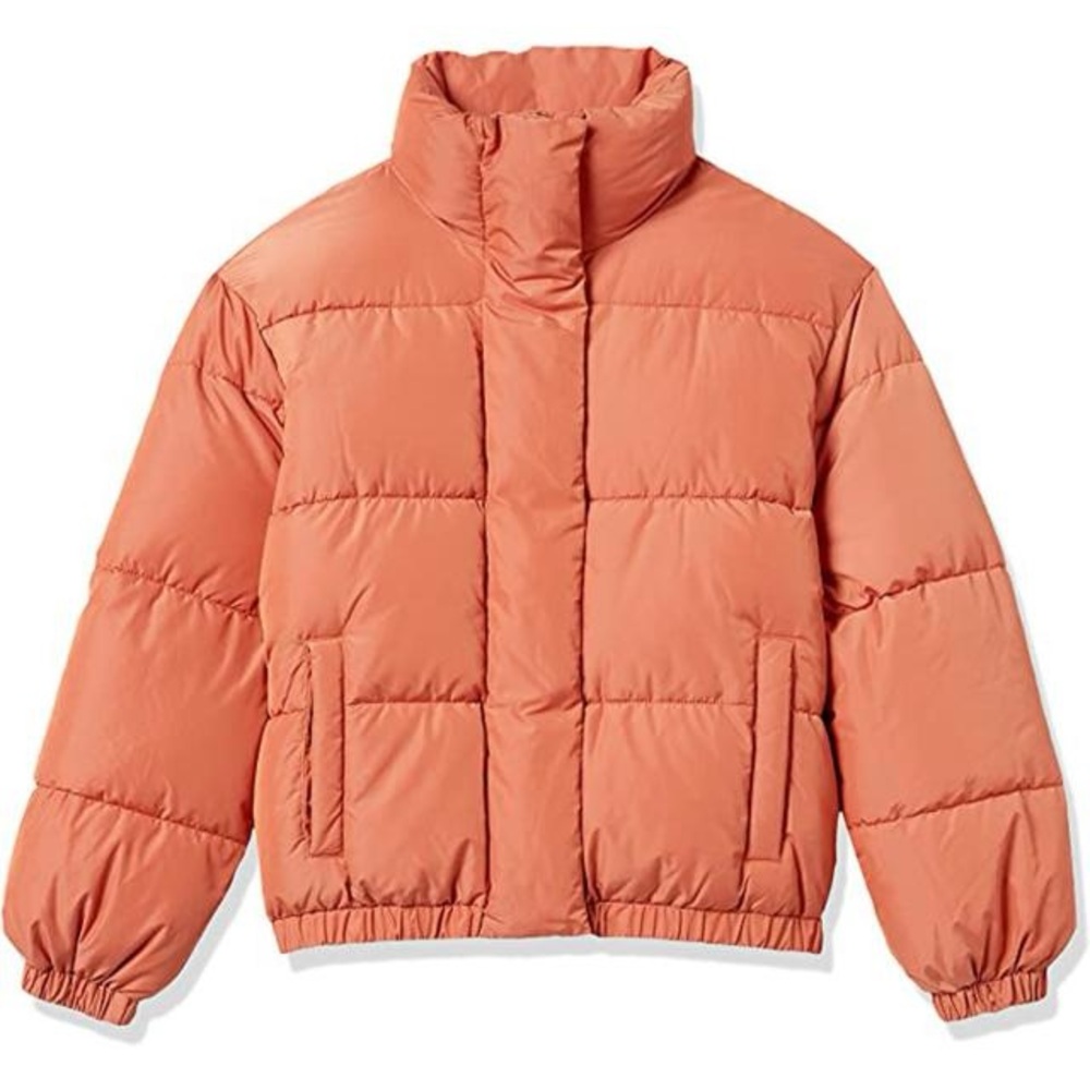 DAILY RITUAL women’s Relaxed-Fit Mock-Neck Short Puffer Jacket